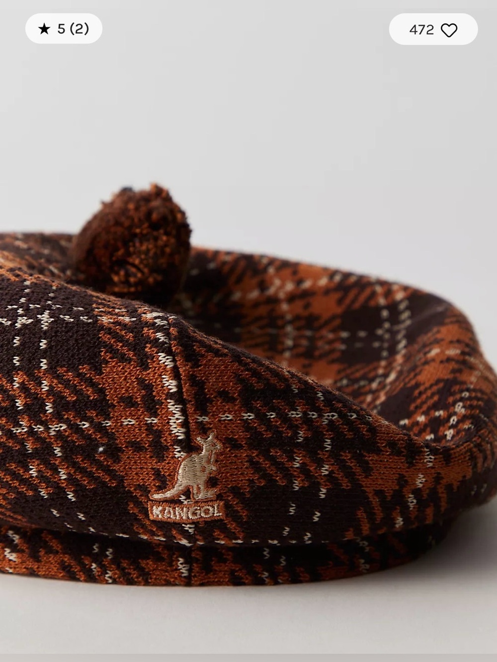 Free People Kangol New Heritage Flat Cap. NWT. Espresso check